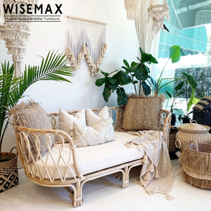 WISEMAX FURNITURE Canapé de loisirs en <span class=keywords><strong>rotin</strong></span> <span class=keywords><strong>naturel</strong></span> fait à la main, design minimaliste, pour patio, jardin, hôtel, café, restaurant - Product Image 3