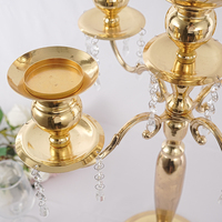 WEDKEY ZT49270 Candelabre de table en métal à 5 bras, style romantique doré de haute qualité, taille personnalisée, décoration pour mariage et fête