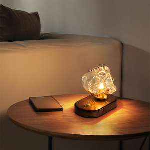 Nordic Design Retro Style Table Lamp Bedroom Bedside Wooden Art Ice <b>Cube</b> Small Desk Study Reading Night <b>Light</b> Retro Style Design - Product Image 3