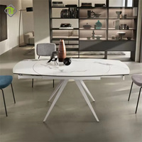 Table à manger rotative intelligente en pierre frittée, table moderne et fonctionnelle pour la famille et les restaurants