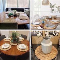 Sous-Assiettes en Jonc de Mer Nappes de Table Tissées pour Mariage, Dessous de Verre en Jacinthe d'Eau, Tapis de Table Rond pour Cuisine