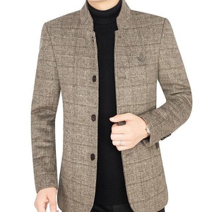 <span class=keywords><strong>Giacca</strong></span> Invernale da Uomo in Misto Lana con Collo alla Coreana, Foderata in Pile, Stile Corto, Termoisolante, Cappotto Casual - Product Image 3