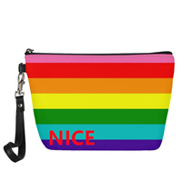 Sac de maquillage en cuir PU personnalisé avec motif gay arc-en-ciel (design original) pour les voyages d'affaires, l'organisation des cosmétiques à domicile