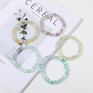 New Holographic Huyền Bí Aurora Bead Borealis Quà Tặng Frosted Đá Trắng Nàng Tiên Cá Thủy Tinh Vòng Đeo Tay Stretch Bracelet - Product Image 4