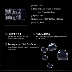 100 pièces/boîte – Faux ongles d'orteil à tête plate et arrondie, couvrance totale, en gel souple, durables, en ABS, pour salon de pédicure - Product Image 5