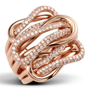 A341 Anello di Lusso in Oro Rosa con Diamanti, Fede Nuziale da Donna, Diamanti Naturali Taglio Brillante Rotondo Colore G, Stile Elegante - Product Image 1