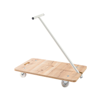 Chariot à plateforme en contreplaqué avec finition mélamine imitation bois, capacité de charge de 250 kg, personnalisable OEM, 4 roulettes
