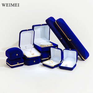 Caja de embalaje de joyería rectangular LED de ante azul WEIMEI elegante caja colgante de pulsera rectangular para exhibición de joyería de moda - Product Image 2