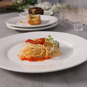 Trắng gốm Bộ đồ ăn phục vụ món ăn tùy chỉnh tấm gốm sứ tấm ăn tối cho nhà hàng gốm dịch vụ Bộ đồ ăn - Product Image 2