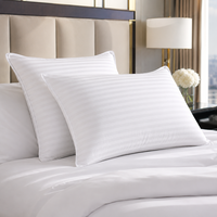 Oreiller rayé en gros pour hôtel, 300TC, alternative au duvet, certifié OEKO-TEX ISO, hypoallergénique, en fibres moelleuses pour les clients