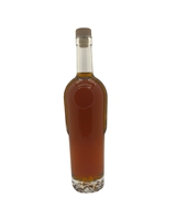 Bouteille de liqueur en verre transparent mat/givré personnalisée avec logo, gravée, 700 ml/750 ml, bouchon en bois pour whisky et brandy
