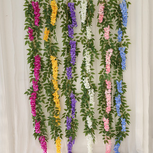 Guirnalda de Flores Artificiales de Glicinia Qingxu, Enredadera de Seda en Morado, Rosa, Amarillo, Azul y Blanco, Decoración para Colgar en la Pared, Techo o Cubrir Tuberías - Product Image 1