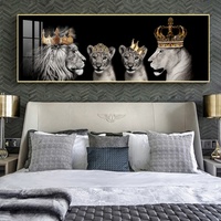 Lukisan Dinding LED Grosir Cetak HD Gambar Hewan Singa untuk Ruang Tamu Kamar Tidur Seni Dinding Kristal Porselen Lukisan Kustom Hiasan Dinding