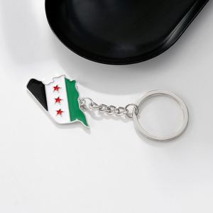 Llavero al por mayor con dije esmaltado de la bandera de Siria libre y colgante esmaltado chapado en oro con mapa de Siria - Product Image 3