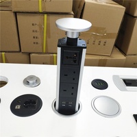 Enchufe de Corriente de 3 Tomas AC para Reino Unido, Color Blanco, Negro y Plateado, 90 mm, Enchufe de Mesa, Enchufe Extraíble, Cargador USB para el Hogar, la Oficina y la Cocina