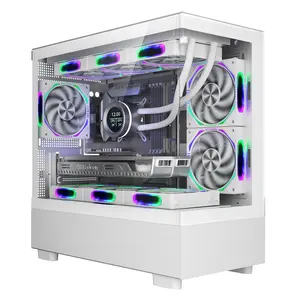 OEM Custom Mini ITX Micro ATX Computer Case Dual Tempered Glass Panel Full View Gaming Computer Case Factory Supply RGB PC Case