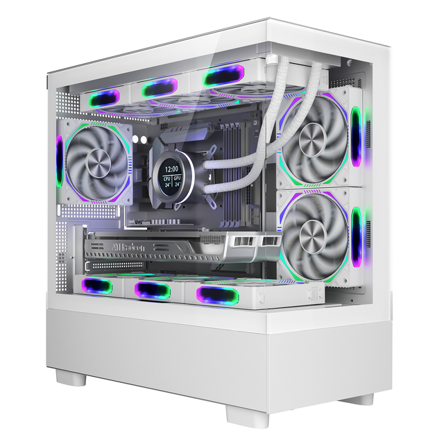 OEM Custom Mini ITX Micro ATX Computer Case Dual Tempered Glass Panel Full View Gaming Computer Case Factory Supply RGB PC Case