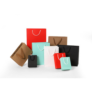 Venta caliente llena de colores marrón blanco logotipo personalizado mango de <span class=keywords><strong>tela</strong></span> bolsas de papel de Kraft para regalo y <span class=keywords><strong>ropa</strong></span> - Product Image 4