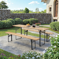 Nouvelle table et chaises de patio, ensemble de table de pique-nique d'extérieur, design pliable, banc et chaises à bière