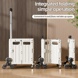 थोक आउटडोर फोल्डेबल रोलिंग क्रेट पोर्टेबल सुपरमार्केट उपयोगिता शॉपिंग कार्ट ढहने वाले हाथ ट्रॉली खड़े प्लास्टिक - Product Image 4