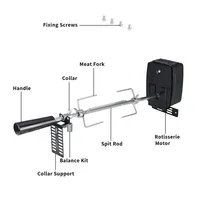 Kit de rôtissoire BBQ 4W universel en acier inoxydable chromé avec moteur à tige fendue, résistant à la chaleur, à la corrosion et étanche
