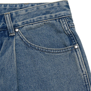 Short en jean pour hommes avec broderie personnalisée de streetwear rétro effet délavé à l'acide pour commande en gros - Product Image 2