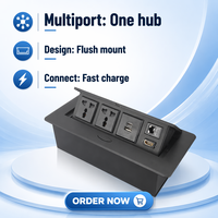 Table escamotable personnalisée Boente avec interrupteur électrique intégré, chargeur USB et prise escamotable pour table de conférence