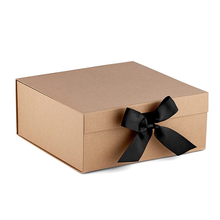 Custom Logo Luxury Black Folding Rigid Cardboard Paper Packaging Magnetic Closure Ribbon Gift Box