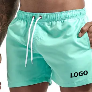 Benutzer definierte LOGO Herren Bade bekleidung Strands horts Männer Laufen Sport Kurze Hosen Mann Solide schlichte Surfbrett Trunks Shorts