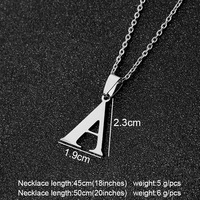 Collier avec pendentif alphabet en chaîne à maillons en acier inoxydable plaqué or et argent, lettres initiales, tendance, unisexe, pour couple