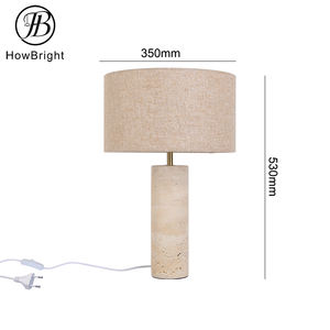 2025 nuovo arrivo E27 <span class=keywords><strong>paralume</strong></span> in tessuto travertino giallo accanto lampada da tavolo per camera da letto soggiorno - Product Image 3