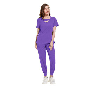 ชุดเครื่องแบบสครับพยาบาลผ้าสแปนเด็กซ์ชุดยูนิฟอร์มทางการแพทย์สำหรับร้านเสริมสวย - Product Image 3