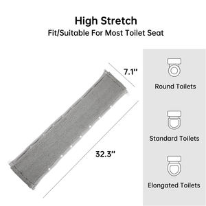 Couvre-siège de toilette en tissu fibreux CF pour salle de bain, doux, plus épais, plus chaud, avec attaches fixes, extensible, lavable, installation facile, facile à nettoyer - Product Image 3
