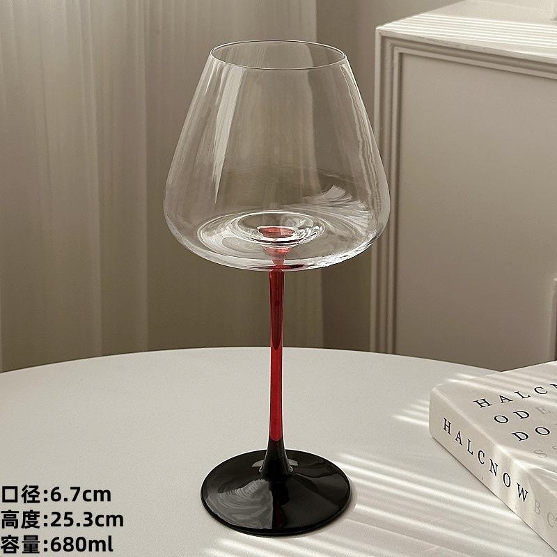 ถ้วยเบอร์กันดี Big Belly ก้านสีแดง