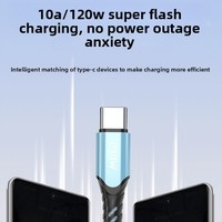 Cable de Datos Trenzado Tipo-C de Carga Súper Rápida de 240 W y 10 A para Teléfonos Móviles