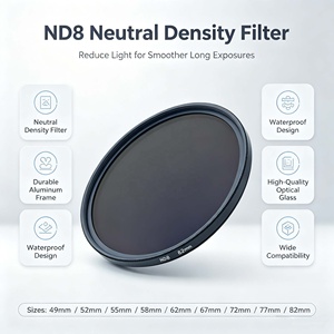 Waterproof Glass Density Filter Set ND8 ND16 ND32 ND64 55mm-105mm UV Filters For Insta360 Ace Pro Action Camera - Product Image 1