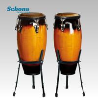 Ensemble de tambours congas latins 10 pouces 11 pouces, corps en fibre de verre, peau de vache naturelle, tambour à main pour performance sur scène et en bar