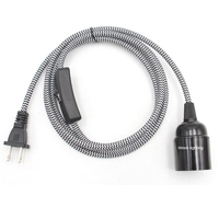 Câbles d'alimentation vintage avec prise EU et interrupteur, ampoules LED E27, ampoules Edison, lampes à incandescence, douille, cordon torsadé, support de lampe