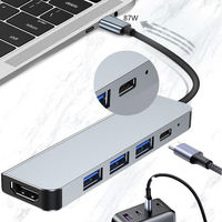 Adaptateur Hub USB Type C 5 en 1, station d'accueil multiport compatible HDMI 4K, USB3.0 PD, alliage d'aluminium, pas de prise requise, en stock