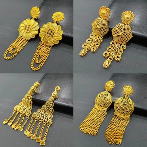 Золотые сережки из <span class=keywords><strong>18</strong></span> карат в Саудовской Аравии, модные ювелирные украшения, не выцветая серьга - Product Image 3