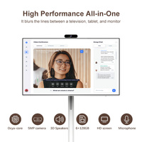 Téléviseur Intelligent Portable 32 Pouces à Écran Tactile Rotatif avec Caméra Android, Écran d'Affichage Tablette PC sur Support à Roues, Télévision Rechargeable