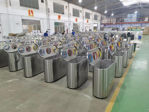Poubelle de recyclage commerciale extérieure 3-en-1 en acier inoxydable, mobilier urbain, bac à déchets métallique, poubelle publique - Product Image 6