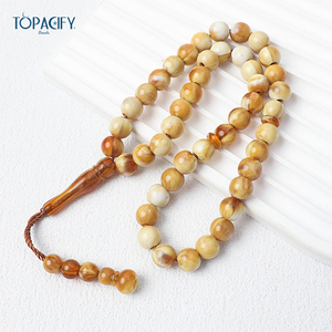 Nuovo Arrivo: <span class=keywords><strong>Rosario</strong></span> in Ambra, Perle in Pietra Naturale da 10mm, Bracciale di Preghiera Musulmano, Collana Religiosa con 45 Perle per Uomo - Product Image 2