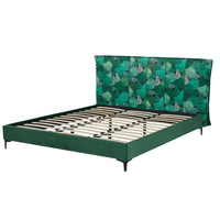 Lit Moderne de Luxe Design pour Chambre à Coucher, Cadre de Lit Capitonnée Ajustable 180x200 avec Rangement
