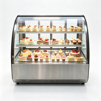 Vitrina Refrigerada para Pasteles con Cubierta de Vidrio Curvo, Enfriada por Aire, para Panadería Comercial, con Iluminación LED