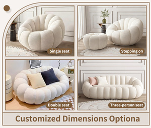 Pumpkin Shaped Lazy <strong>Sofa</strong> Chair <strong>Single</strong> Double Seater Reclining Fabric <strong>Sofa</strong> <strong>Bed</strong> for Living Room Bedroom Balcony - Product Image 2