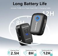Saramonic mikrofon Lavalier nirkabel, sistem mikrofon Lavalier nirkabel 4 saluran Mic Lapel Blink500T4 untuk kamera Android iPhone Vlog Video YouTube