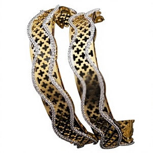 Beautiful Look Trendy Gold White Finish With AD Stones Look Two Set OF Bangles Stylish Bangles Set for Women For Wedding Wear - Product Image 2
