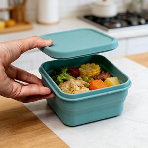 Moderna y Sencilla Caja de Silicona para Conservar Alimentos con Tapa, Diseño Clásico, Juego de Lonchera Bento para Frutas, Ensaladas y Almacenamiento de Vajilla - Product Image 1