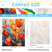 Peinture par numéros pour adultes, kit de peinture à l'huile DIY, fleurs personnalisées, toile encadrée 40x50cm, décoration murale pour la maison, écologique